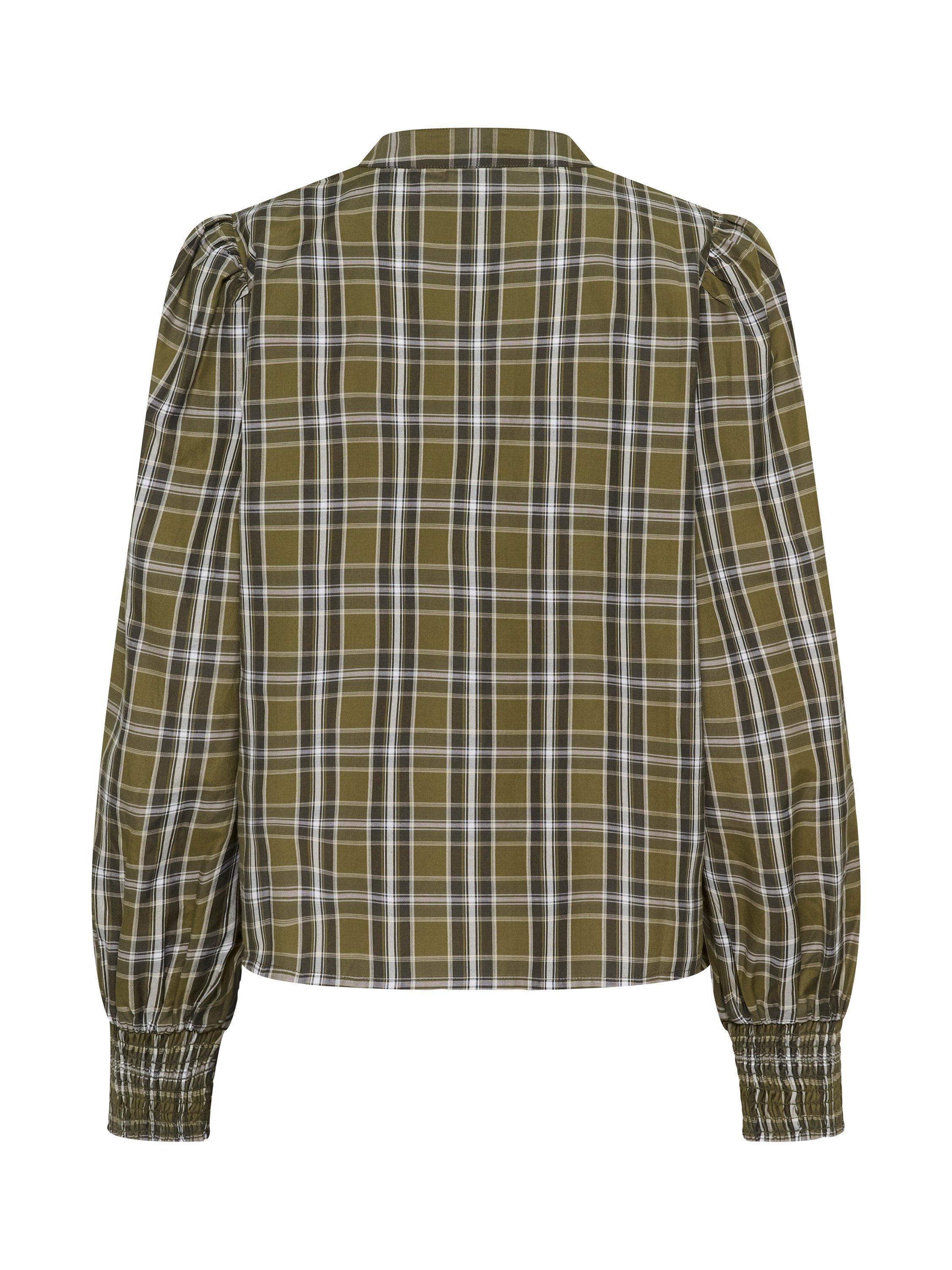 Product image 6 of 6, which shows KAFFE Chris Check Tie Neck Top, Green, 8