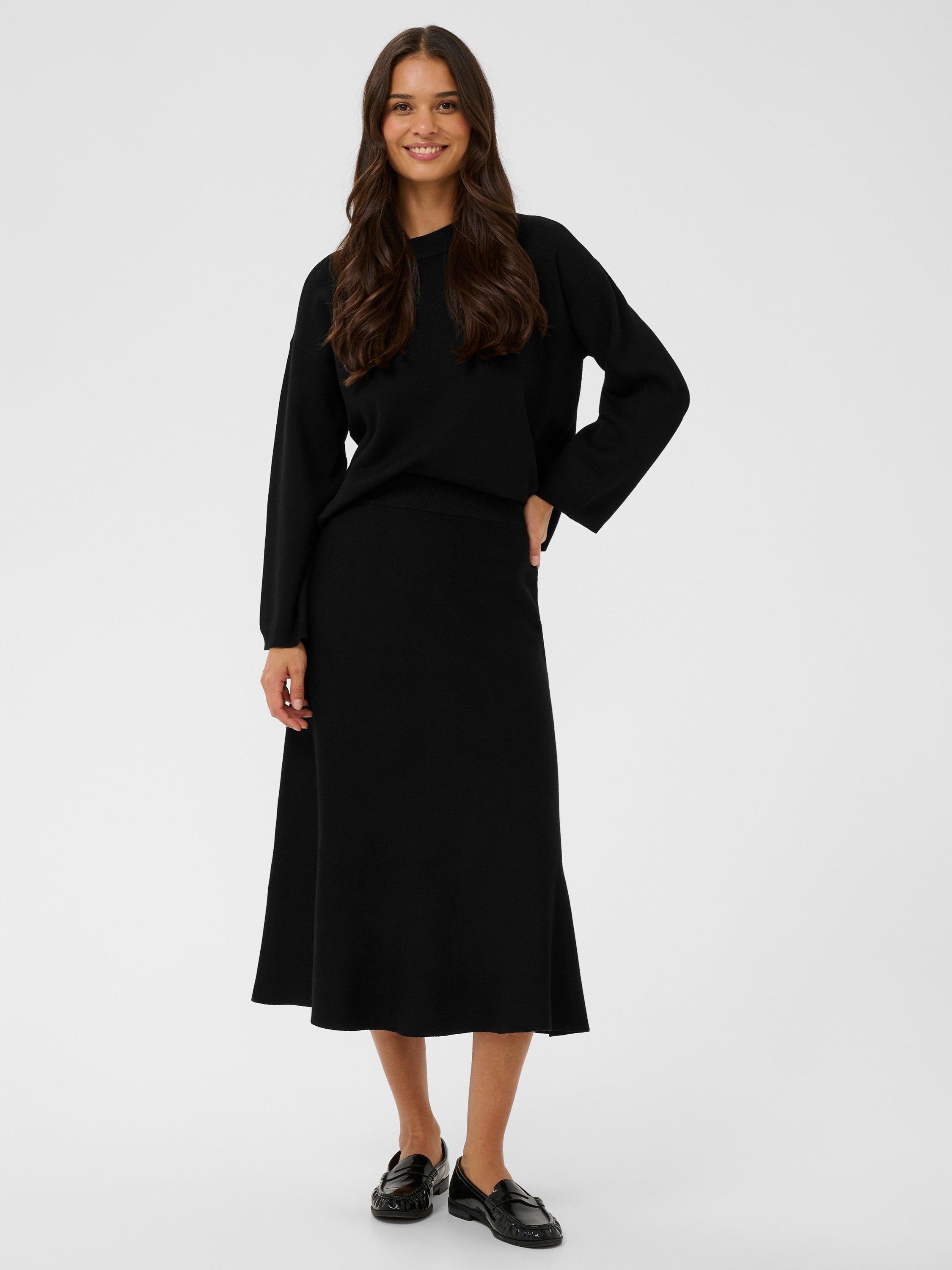 Product image 3 of 6, which shows KAFFE Malina Knitted Midi Skirt, Black, XS