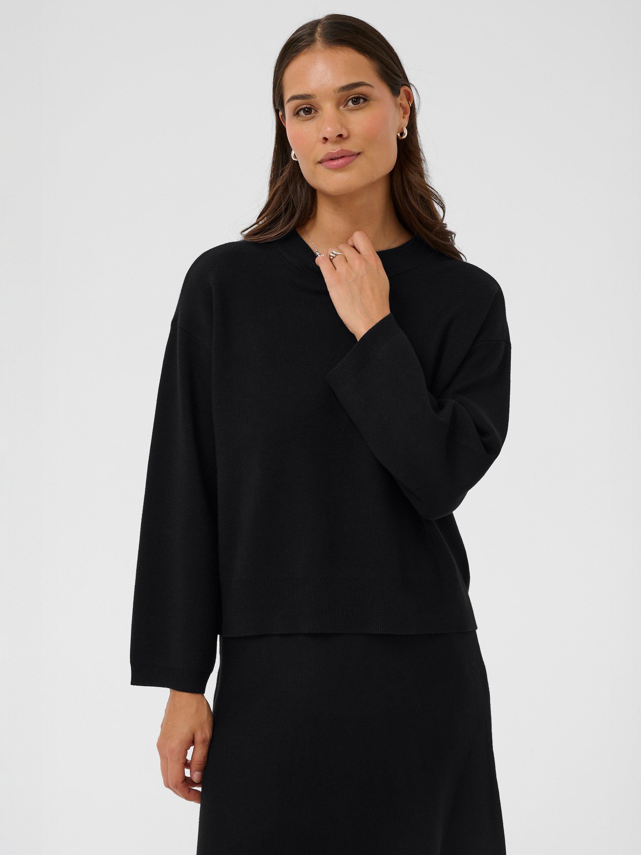 Product image 1 of 6, which shows KAFFE Malina Crew Neck Jumper, Black, XS