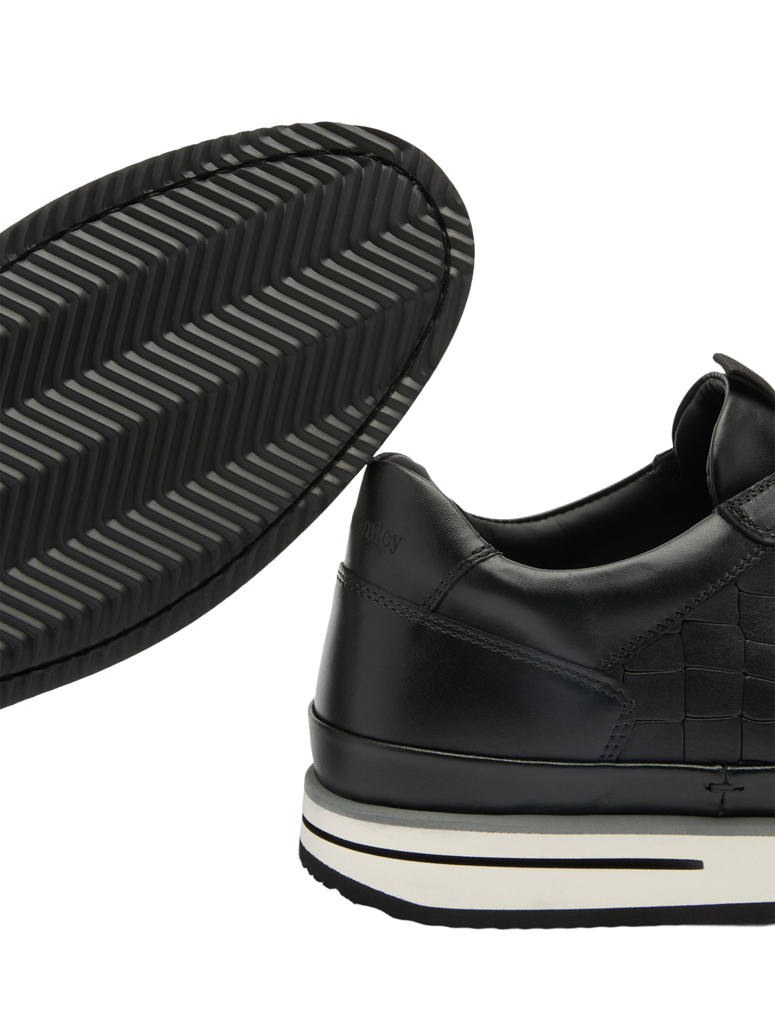 Product image 4 of 7, which shows Russell & Bromley San Giusto Croc-Effect Leather Slip-On Trainers, Black, 12