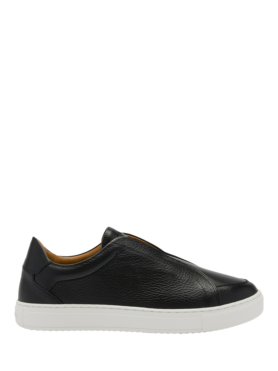 Product image 1 of 4, which shows Russell & Bromley Heaton Leather Slip-On Trainers, Black, 7