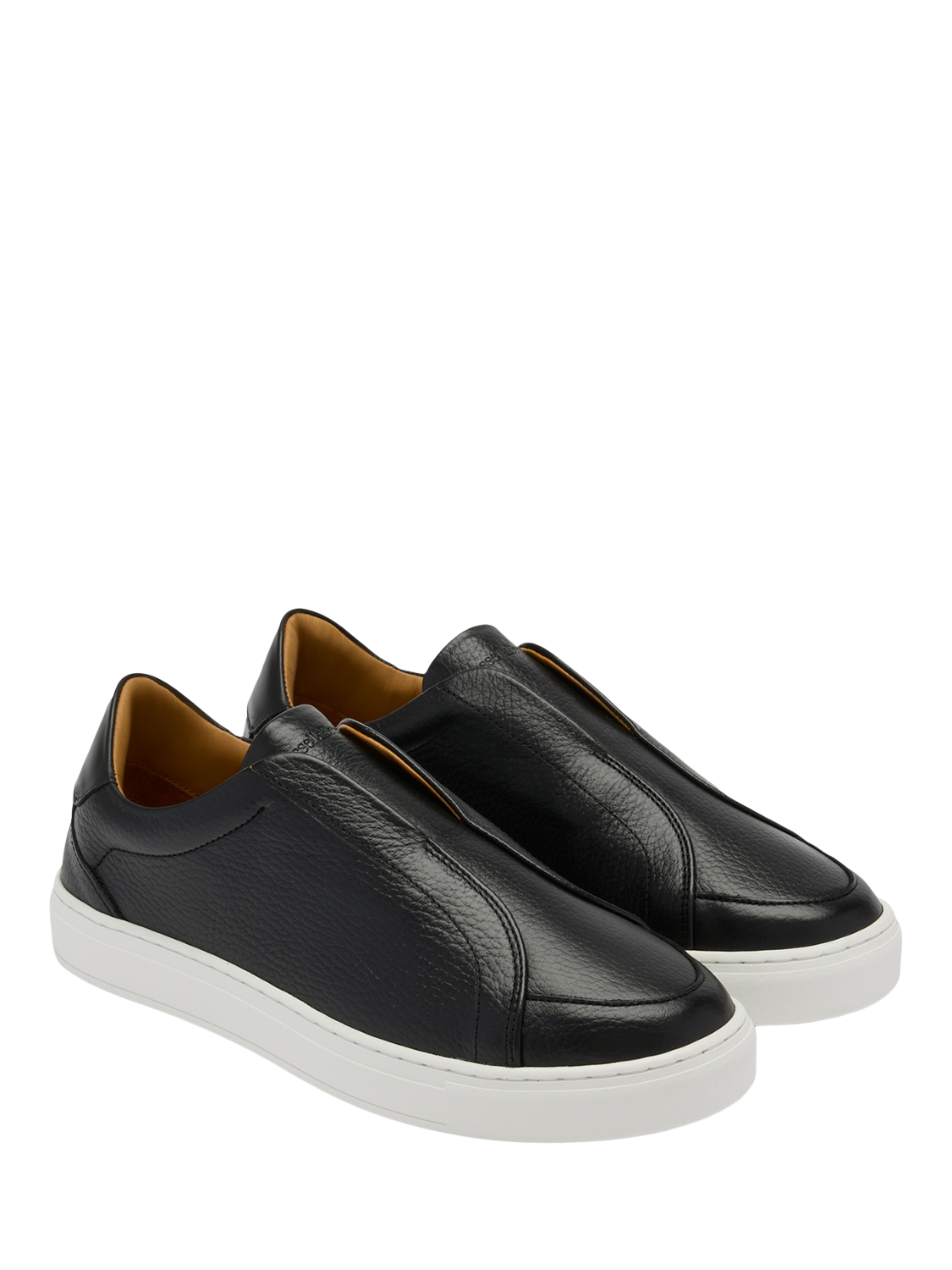 Product image 2 of 4, which shows Russell & Bromley Heaton Leather Slip-On Trainers, Black, 7