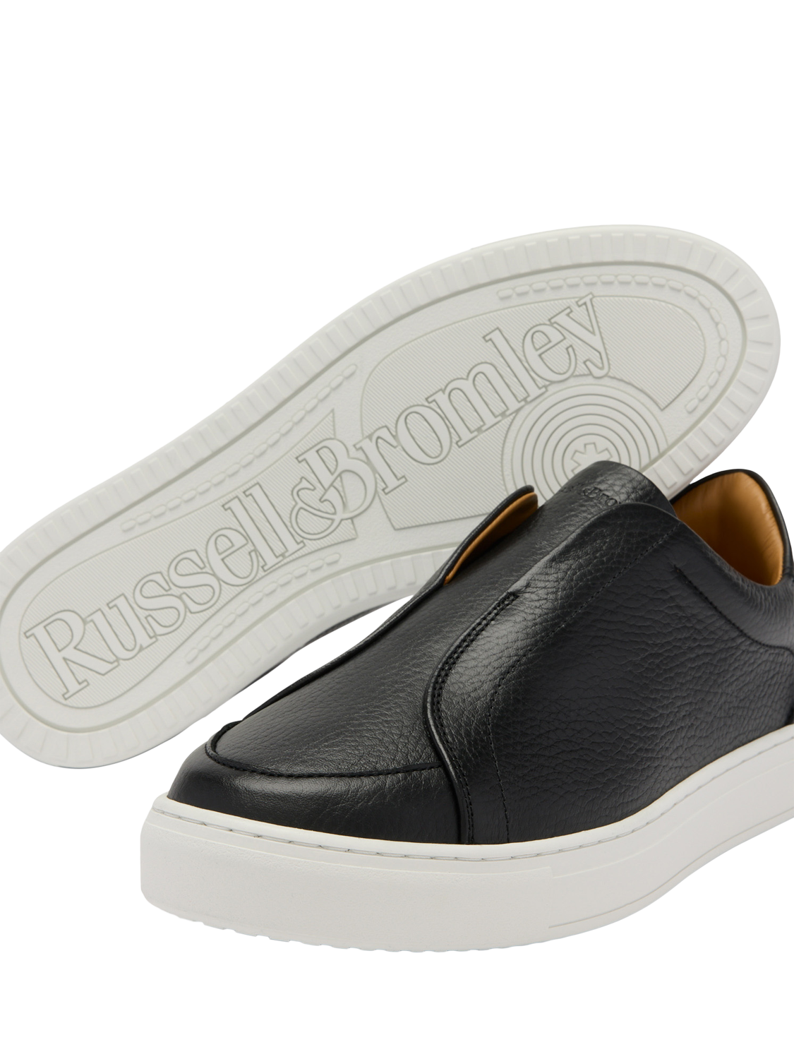 Product image 4 of 4, which shows Russell & Bromley Heaton Leather Slip-On Trainers, Black, 7