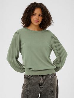 KAFFE Lone Pleated Sleeve Jumper, Green, Green