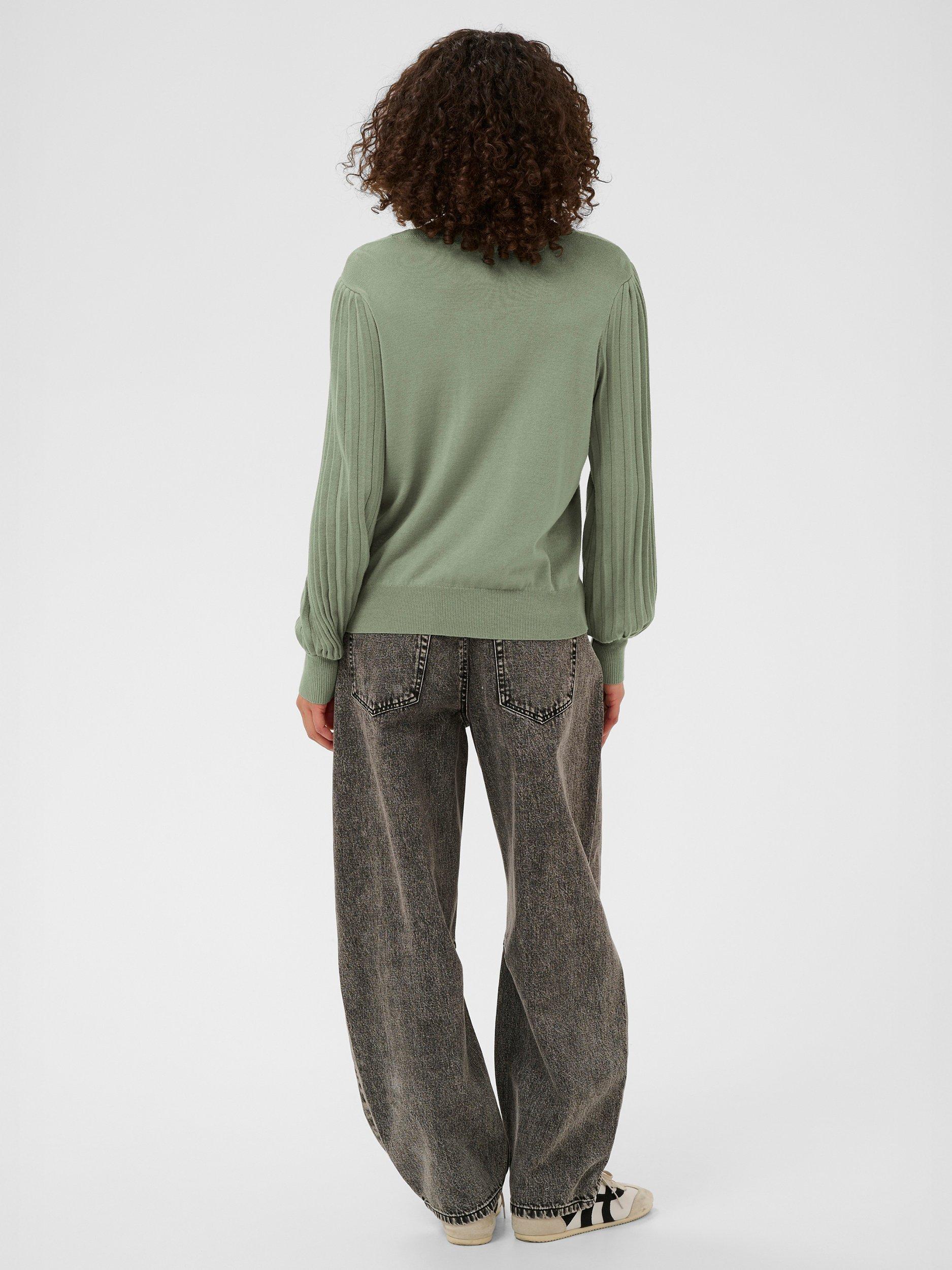 Product image 2 of 6, which shows KAFFE Lone Pleated Sleeve Jumper, Green, XS