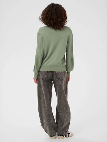 KAFFE Lone Pleated Sleeve Jumper, Green - view 2, Green