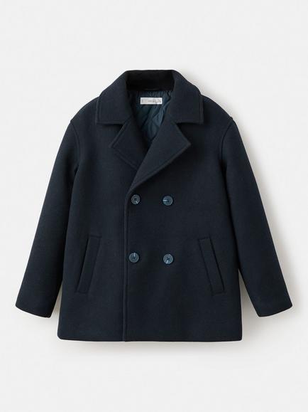 Mango Kids' Pablo Wool Blend Pea Coat, Navy - view 2, Navy
