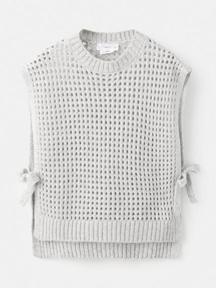 Mango Kids' Nova Crochet Tank Top, Light Grey, Light Grey