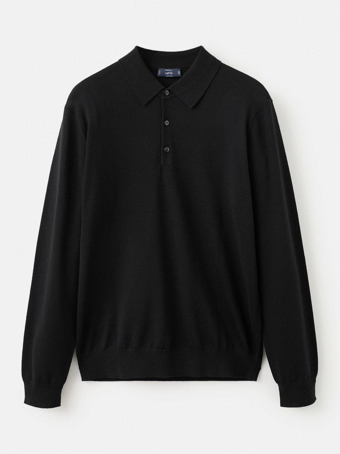 Product image 3 of 8, which shows Mango Willys Wool Regular Fit Long Sleeve Polo Shirt, Black, L