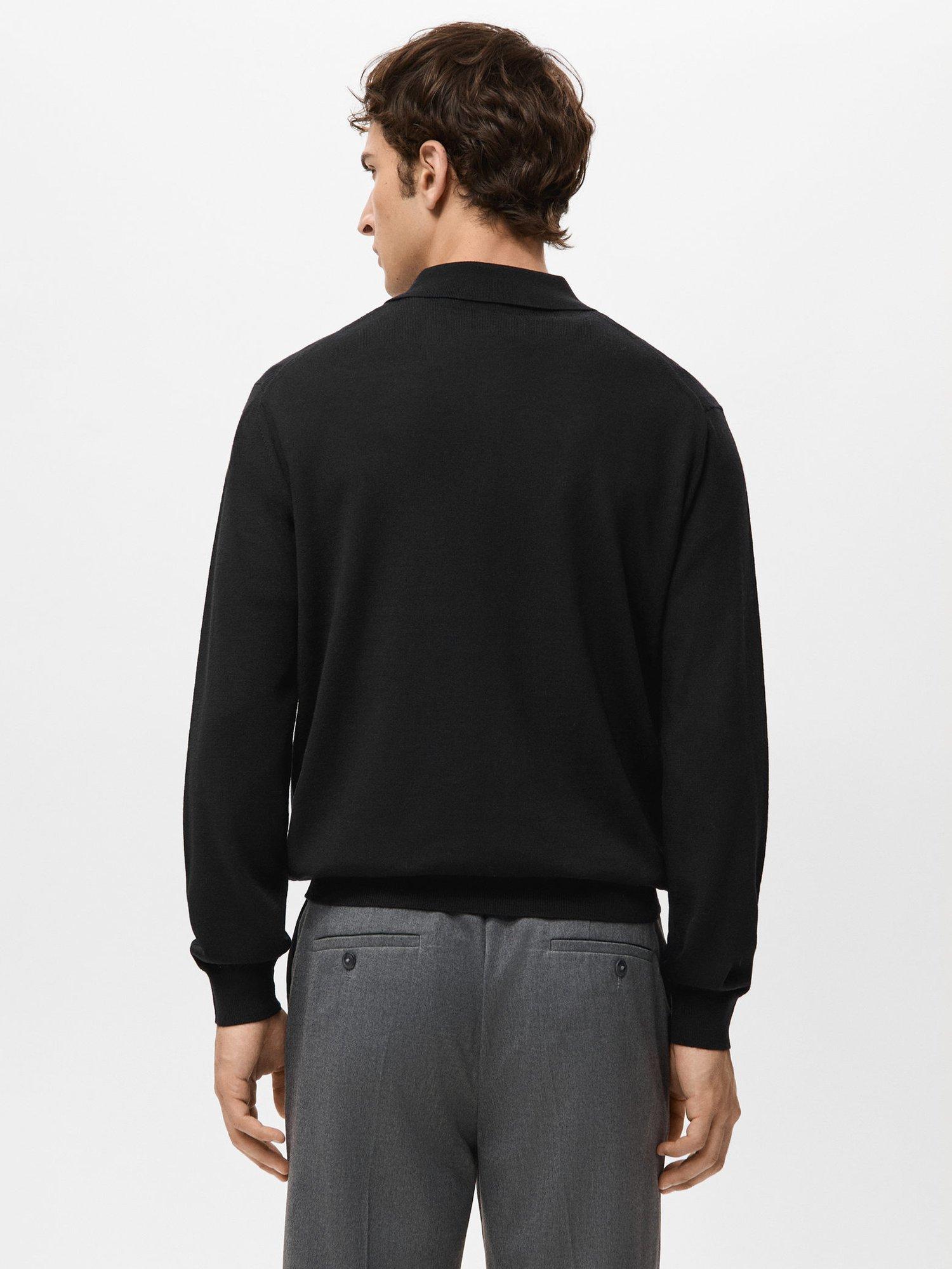 Product image 4 of 8, which shows Mango Willys Wool Regular Fit Long Sleeve Polo Shirt, Black, L