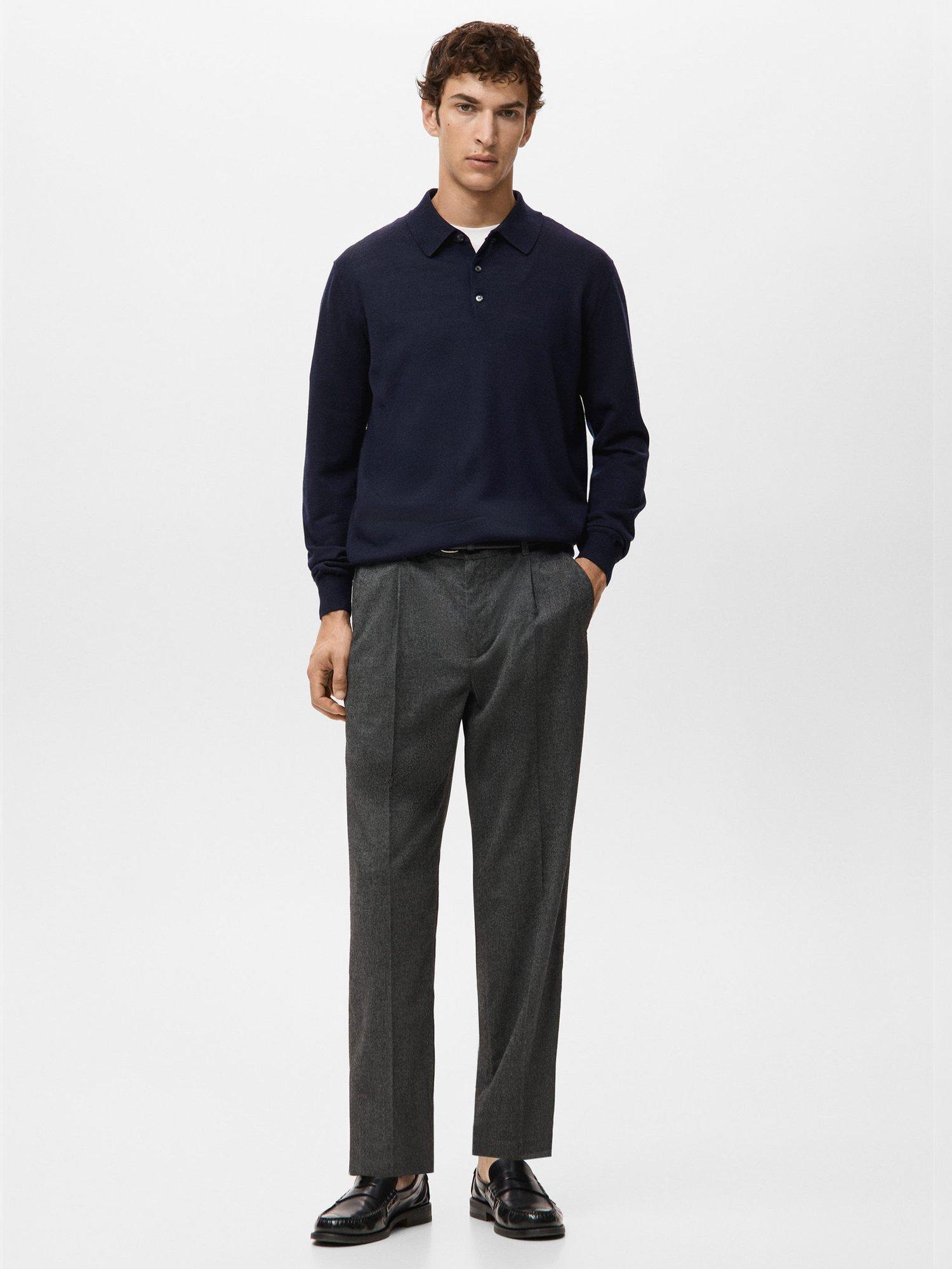 Product image 2 of 8, which shows Mango Willys Wool Regular Fit Long Sleeve Polo Shirt, Navy, L