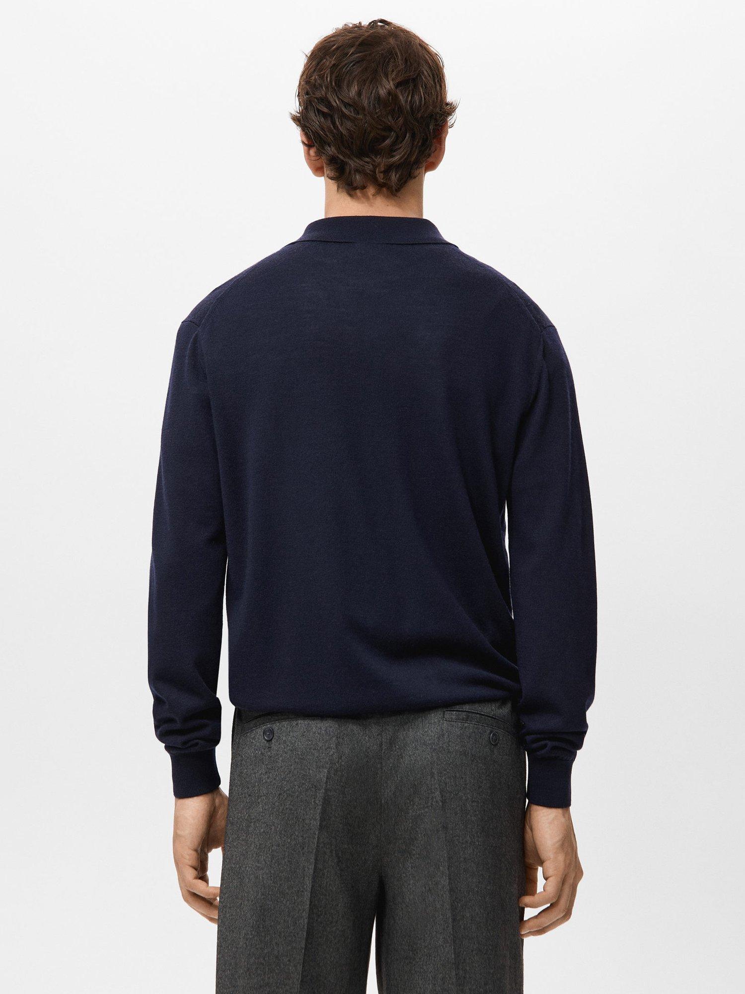 Product image 4 of 8, which shows Mango Willys Wool Regular Fit Long Sleeve Polo Shirt, Navy, L