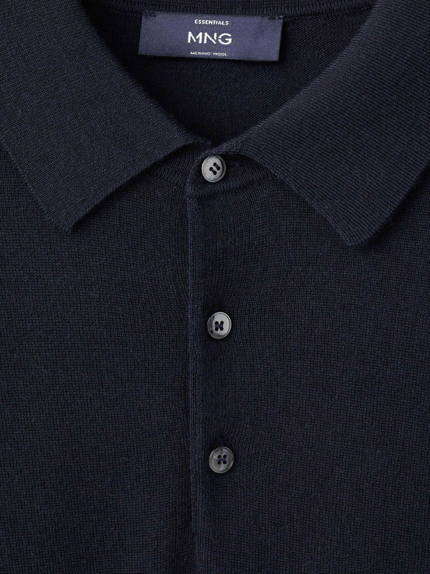Product image 8 of 8, which shows Mango Willys Wool Regular Fit Long Sleeve Polo Shirt, Navy, L