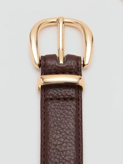 Mango Laminas Oval Buckle Belt, Dark Brown - view 2, Dark Brown