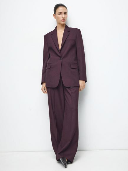 Mango Hidra Single Breasted Blazer, Dark Red, Dark Red