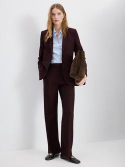 Mango Bergen Single Breasted Blazer, Dark Red, Dark Red