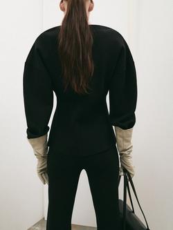 Mango Sofis Oversized V-Neck Cardigan, Black - view 2, Black