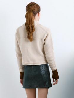 Mango Cynthia Chunky Knit Jacket, Pastel Brown - view 2, Pastel Brown