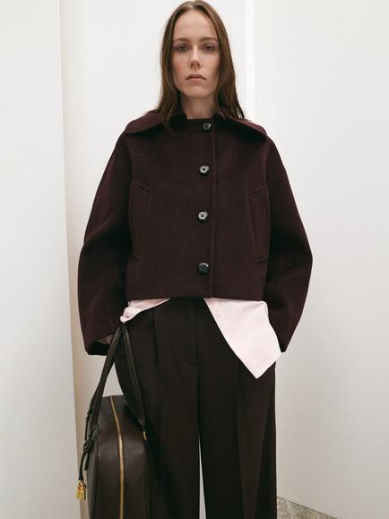 Mango Dita Wool Blend Jacket, Dark Red