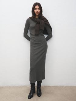 Mango Basila Ruched Maxi Dress - view 2, Grey