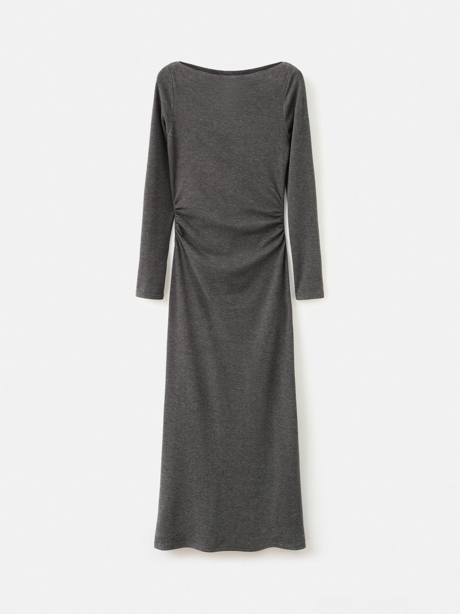 Product image 3 of 8, which shows Mango Basila Ruched Maxi Dress, Grey, 4