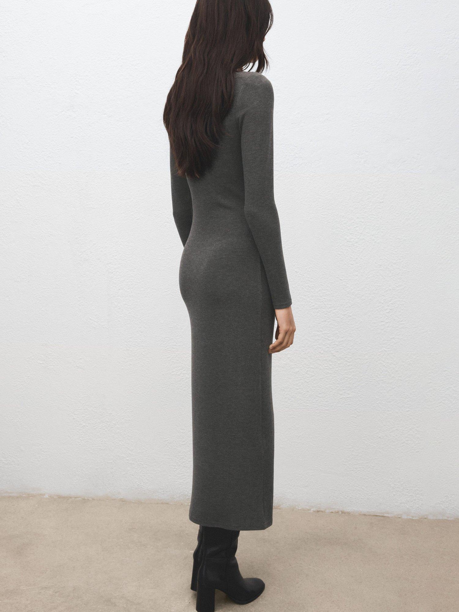 Product image 4 of 8, which shows Mango Basila Ruched Maxi Dress, Grey, 4