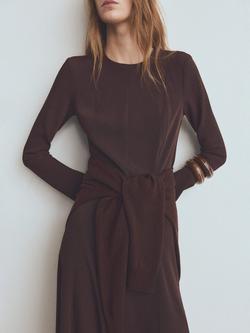 Mango Ruby Godet Midi Dress, Dark Brown - view 2, Dark Brown