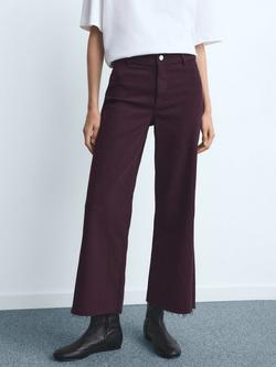Mango Catherin Frayed Hem Cropped Jeans, Dark Red, Dark Red