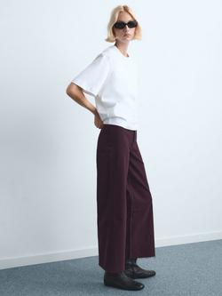 Mango Catherin Frayed Hem Cropped Jeans, Dark Red - view 2, Dark Red
