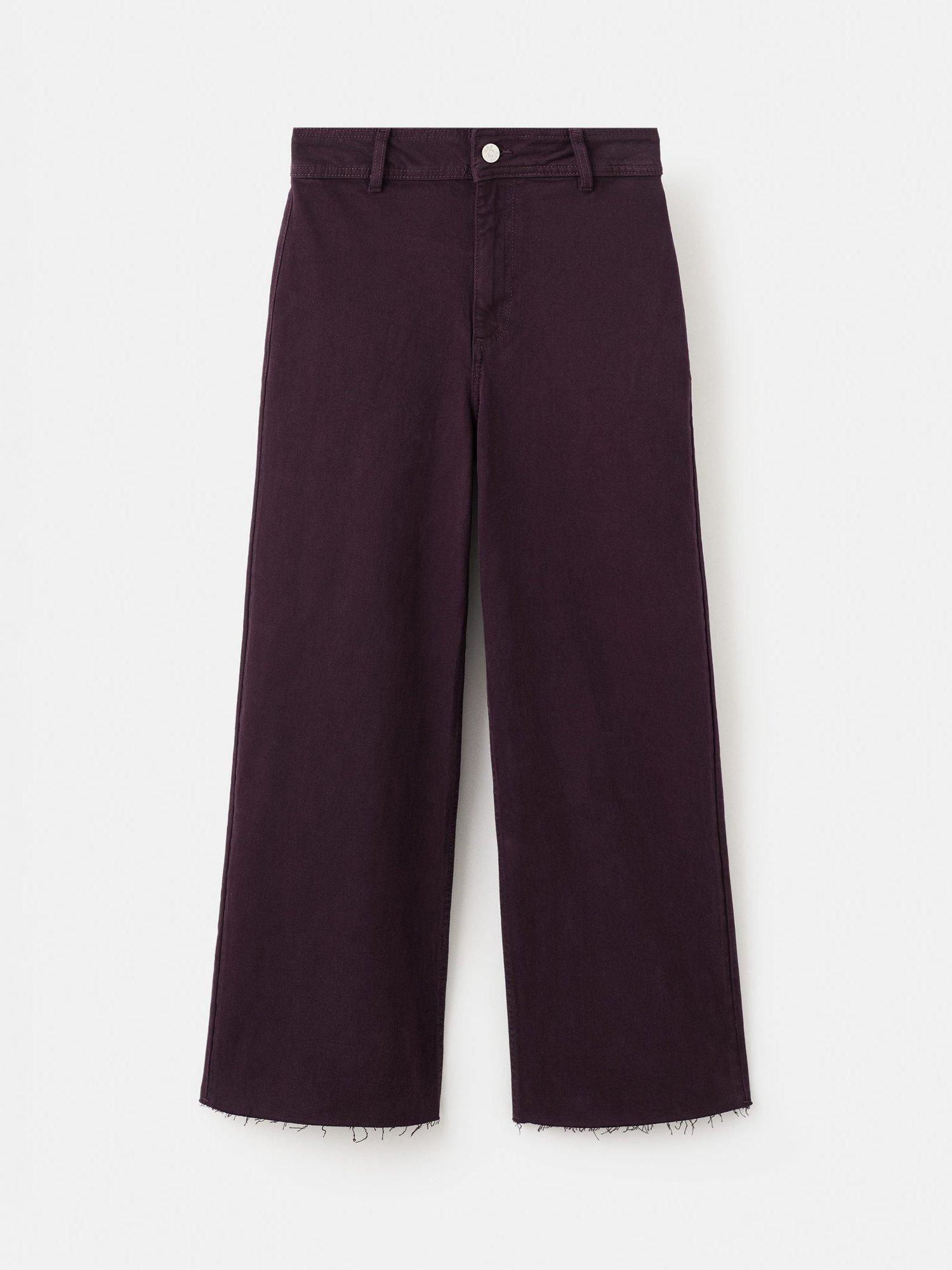Product image 3 of 8, which shows Mango Catherin Frayed Hem Cropped Jeans, Dark Red, 10