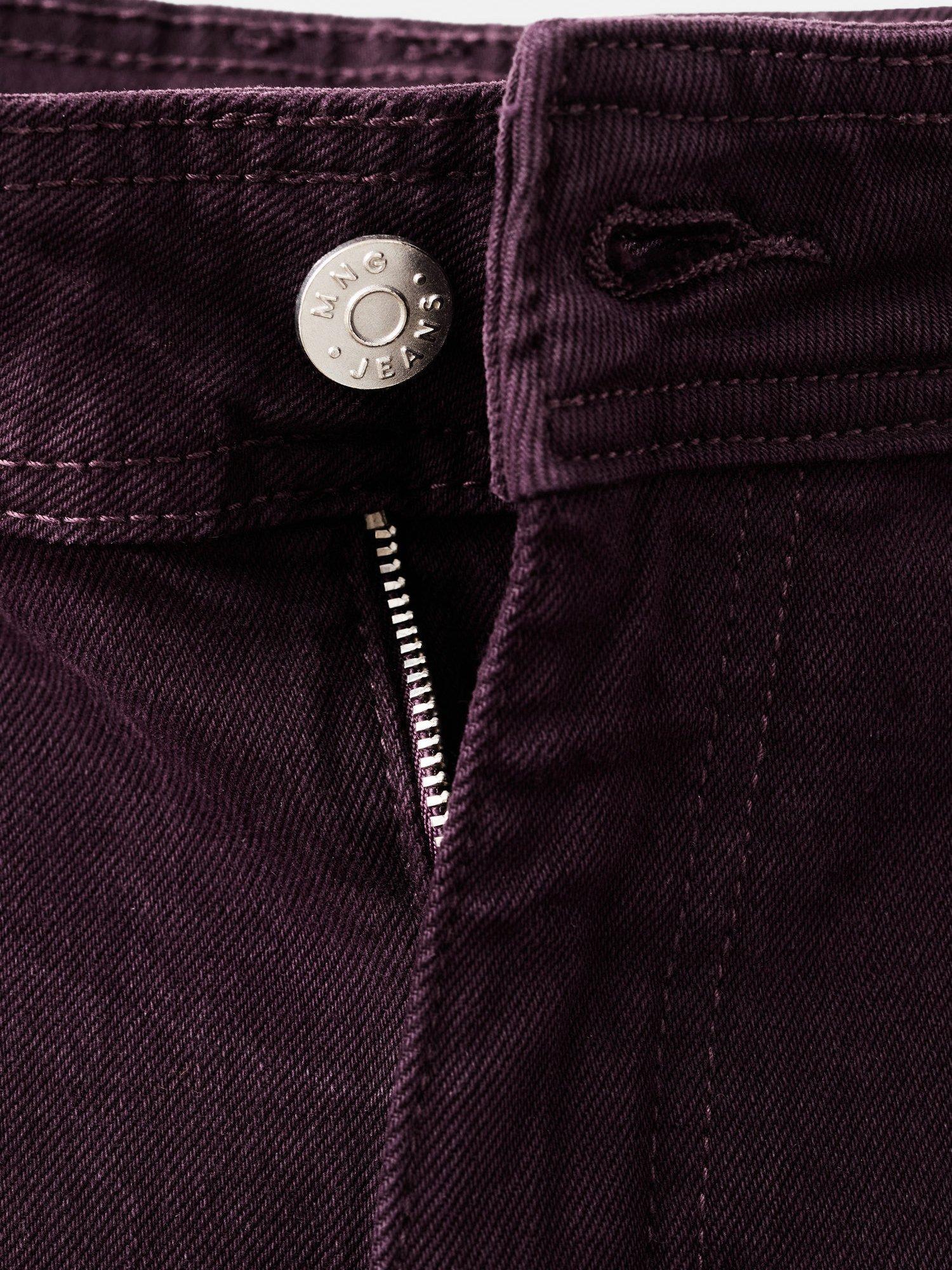 Product image 8 of 8, which shows Mango Catherin Frayed Hem Cropped Jeans, Dark Red, 10