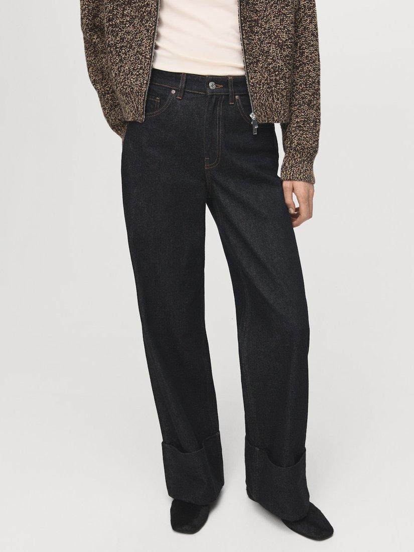Product image 1 of 7, which shows Mango Telma Turn Up Jeans, Dark Blue, 10