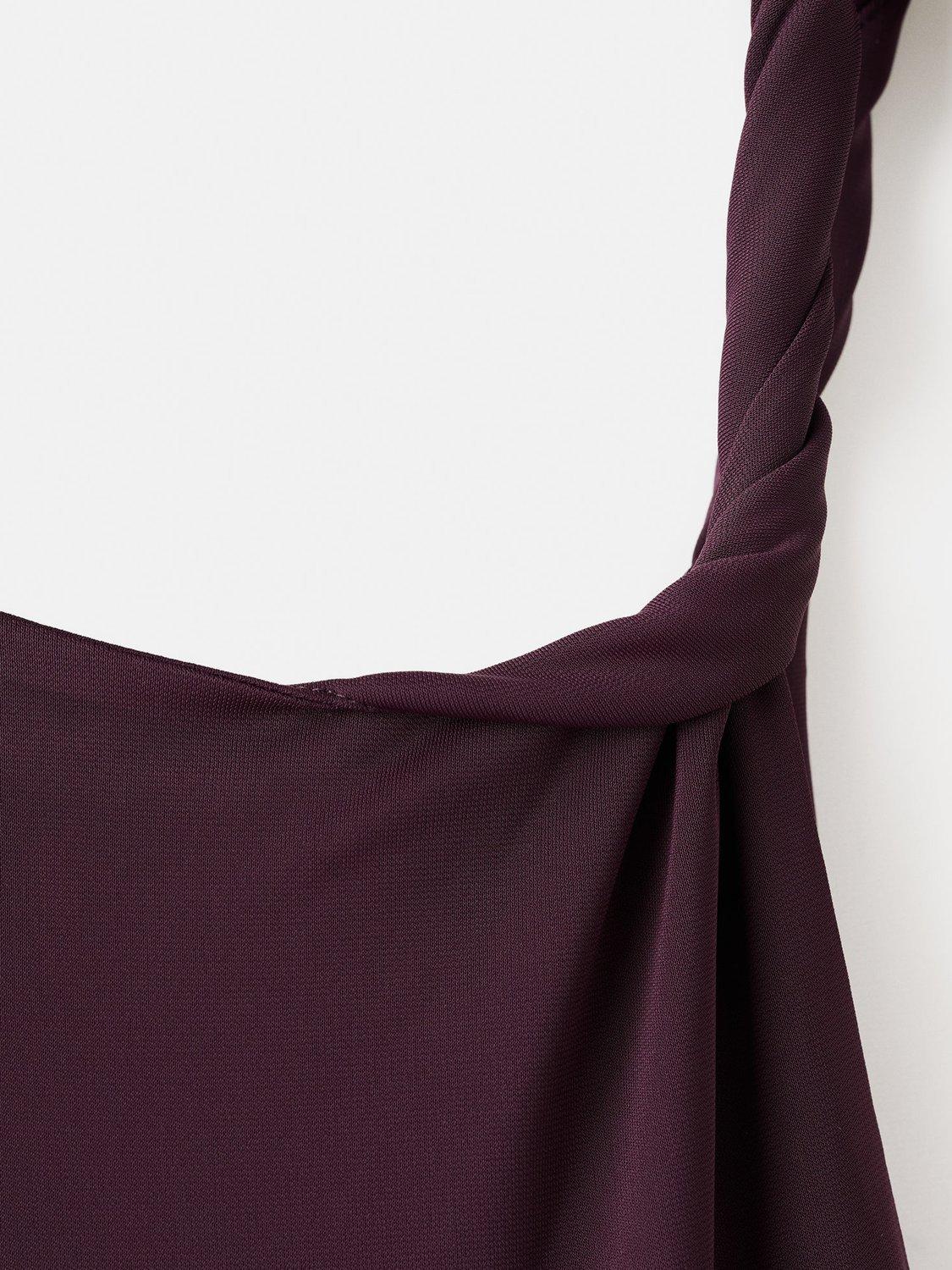 Product image 5 of 7, which shows Mango Alicia Asymmetric Neck Belted Jumpsuit, Dark Red, L