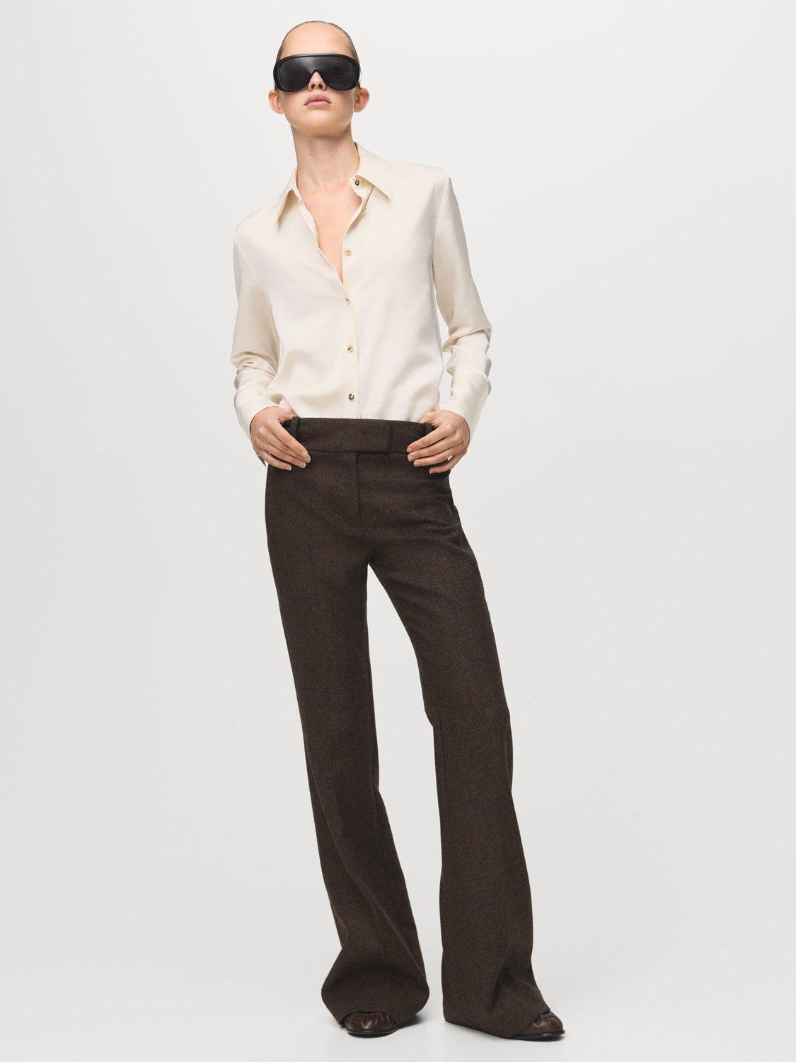 Product image 2 of 8, which shows Mango Ideale Satin Shirt, Light Beige, 10