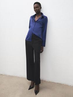 Mango Ideale Satin Shirt, Medium Blue