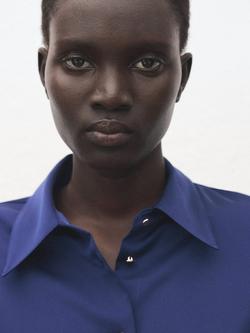 Mango Ideale Satin Shirt - view 2, Medium Blue