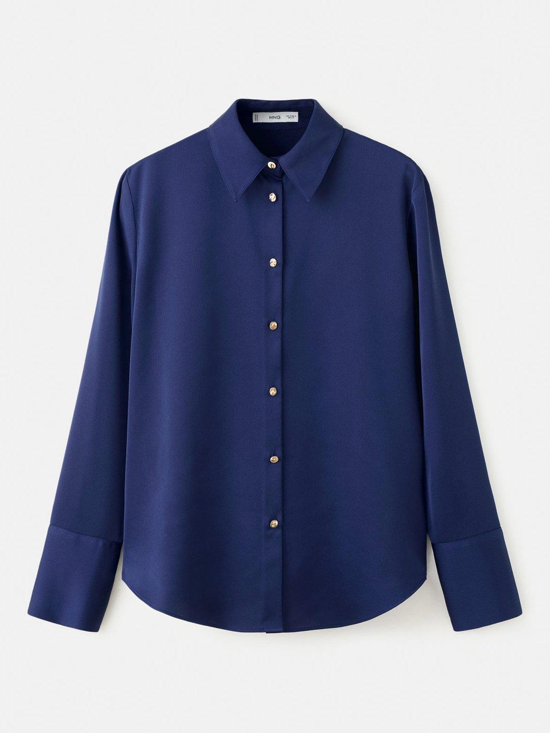 Product image 3 of 8, which shows Mango Ideale Satin Shirt, Medium Blue, 4