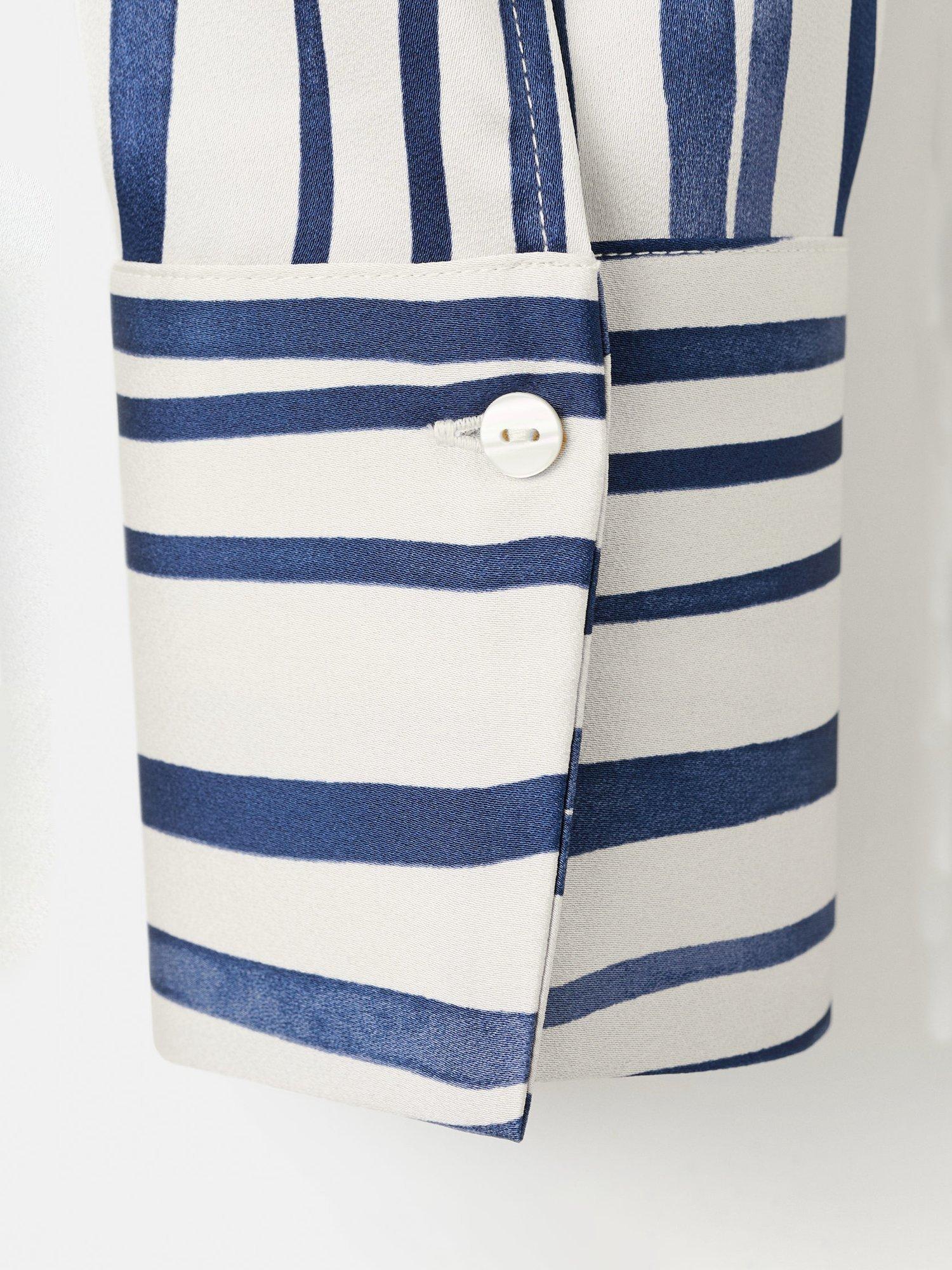 Product image 5 of 8, which shows Mango Ideale Stripe Satin Shirt, Navy, 10