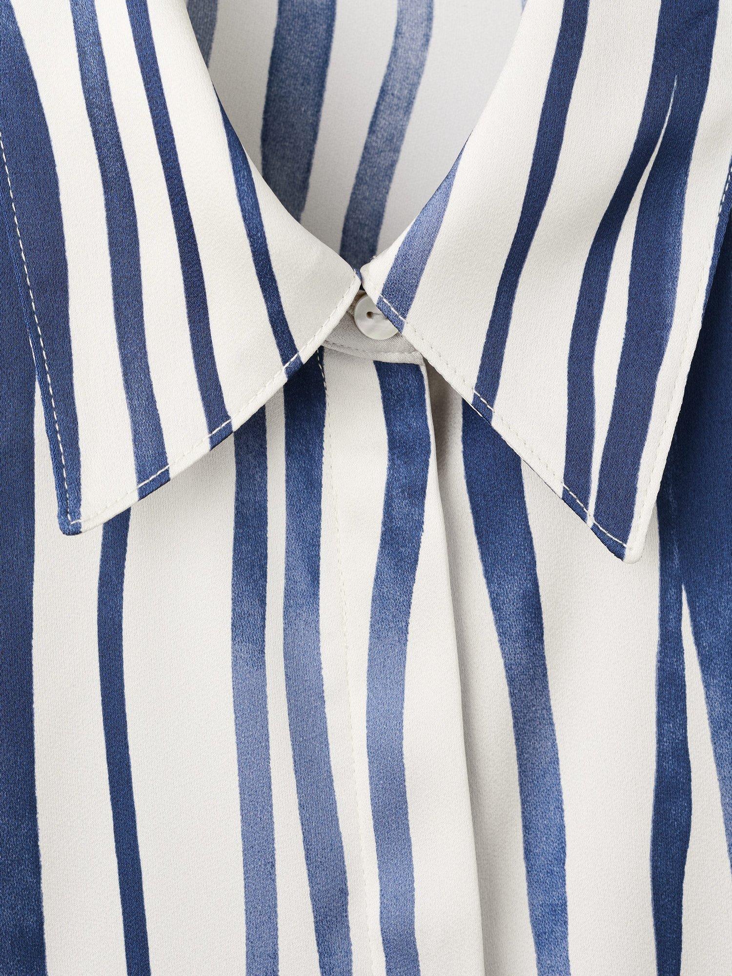 Product image 8 of 8, which shows Mango Ideale Stripe Satin Shirt, Navy, 10