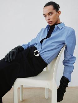 Mango Regu Stripe Long Sleeve Shirt, Pastel Blue, Pastel Blue