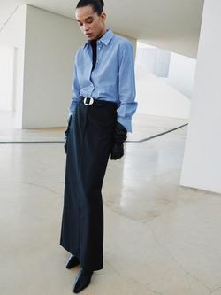 Mango Regu Stripe Long Sleeve Shirt, Pastel Blue - view 2, Pastel Blue