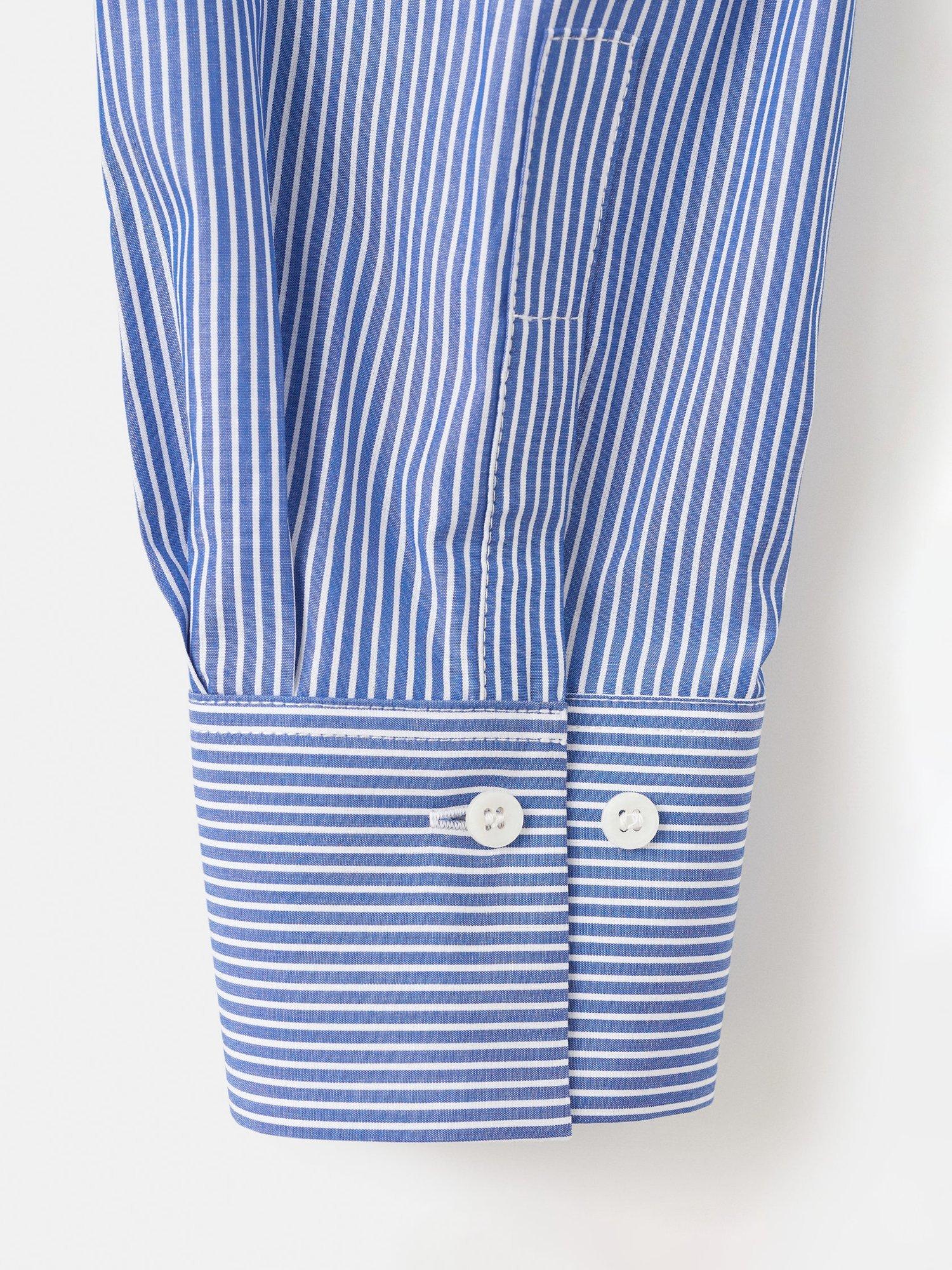 Product image 5 of 8, which shows Mango Regu Stripe Long Sleeve Shirt, Pastel Blue, 10