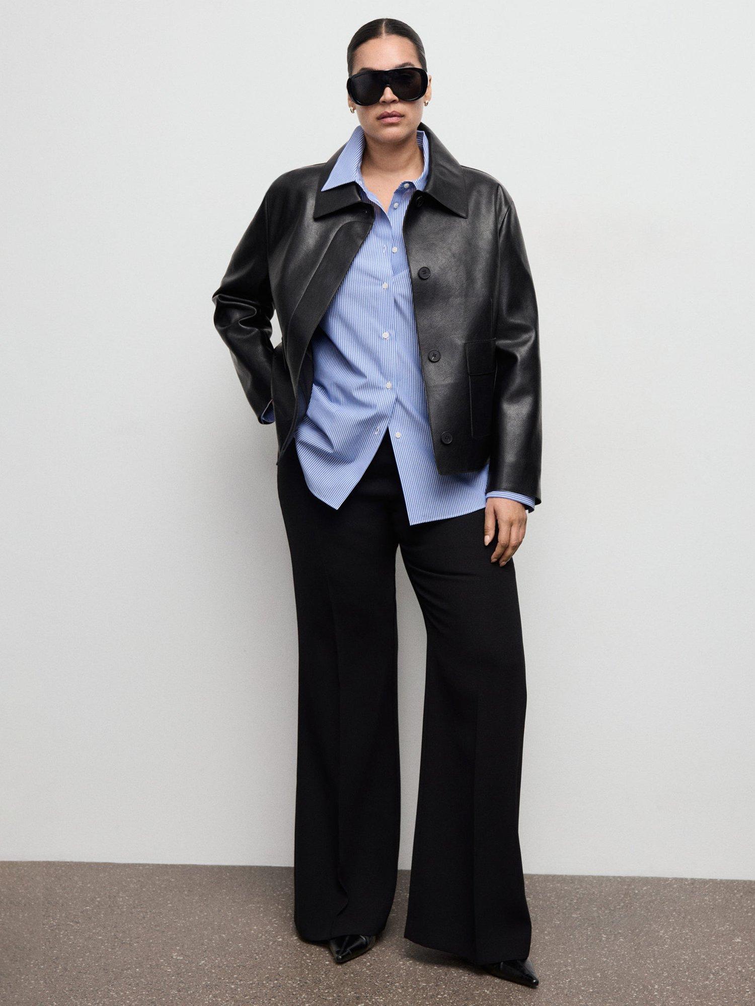 Product image 7 of 8, which shows Mango Regu Stripe Long Sleeve Shirt, Pastel Blue, 10