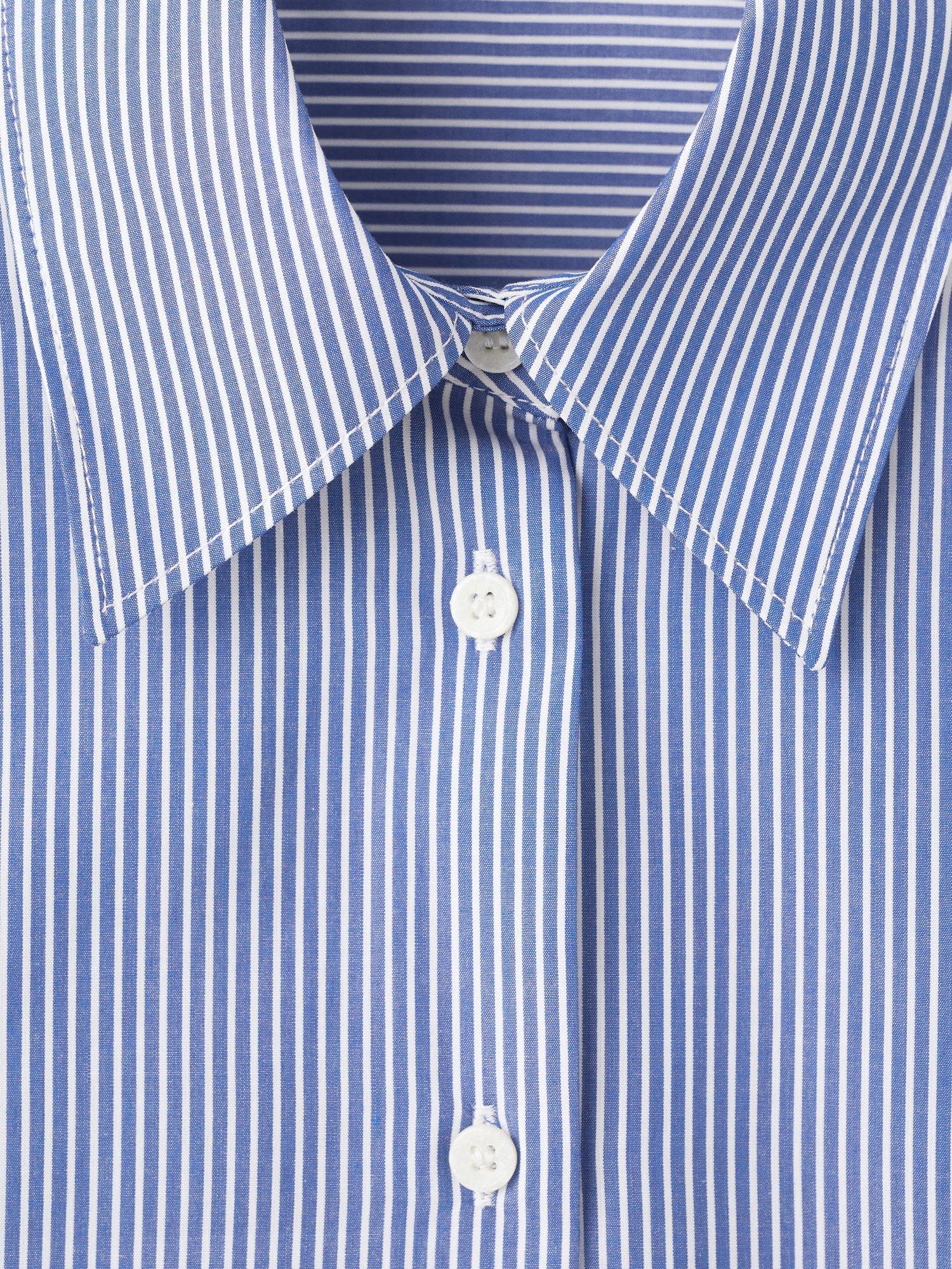 Product image 8 of 8, which shows Mango Regu Stripe Long Sleeve Shirt, Pastel Blue, 10