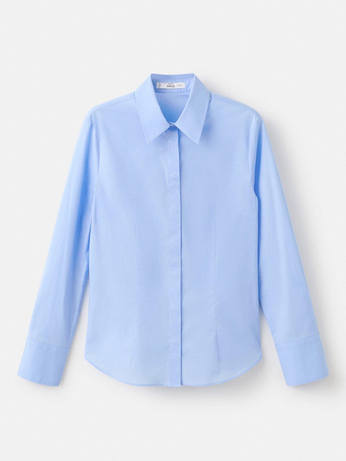Product image 3 of 8, which shows Mango Sofia Long Sleeve Shirt, Pastel Blue, 10