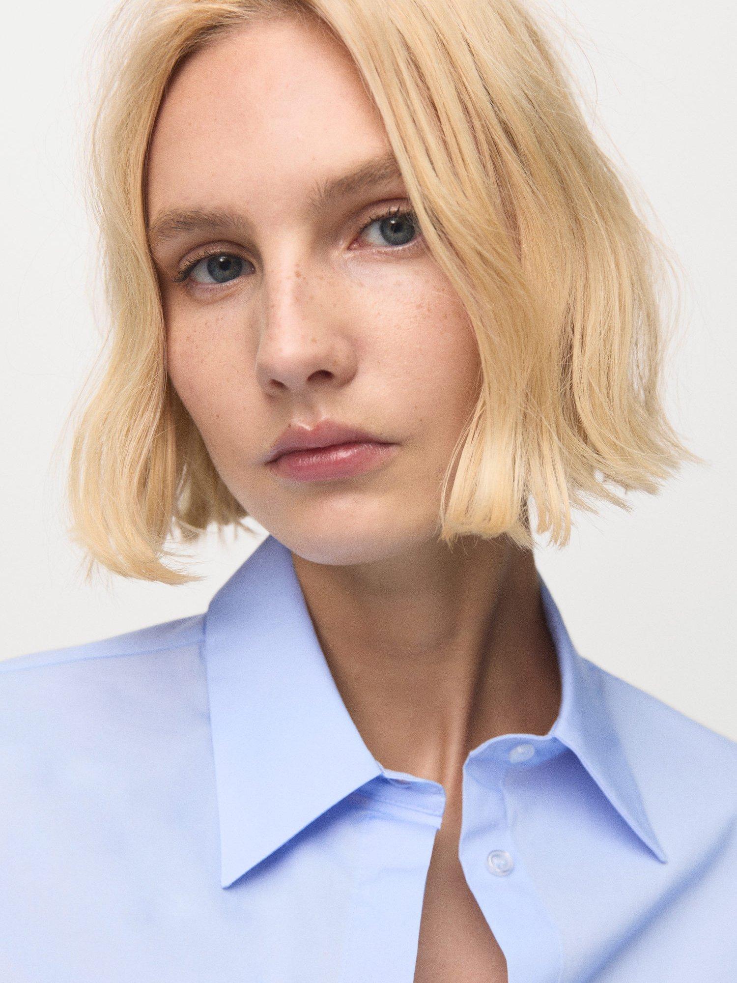 Product image 6 of 8, which shows Mango Sofia Long Sleeve Shirt, Pastel Blue, 10