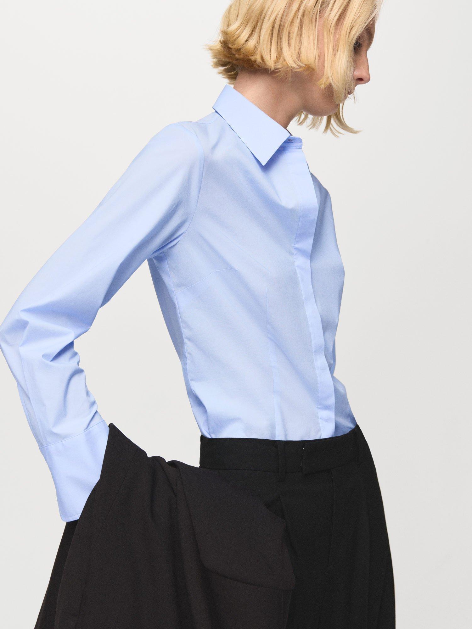 Product image 7 of 8, which shows Mango Sofia Long Sleeve Shirt, Pastel Blue, 10