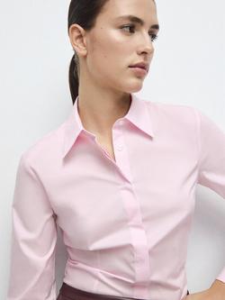 Mango Sofia Slim Fit Poplin Shirt, Pink, Pink