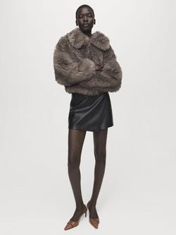 Mango Candy Faux Leather Skorts, Black - view 2, Black