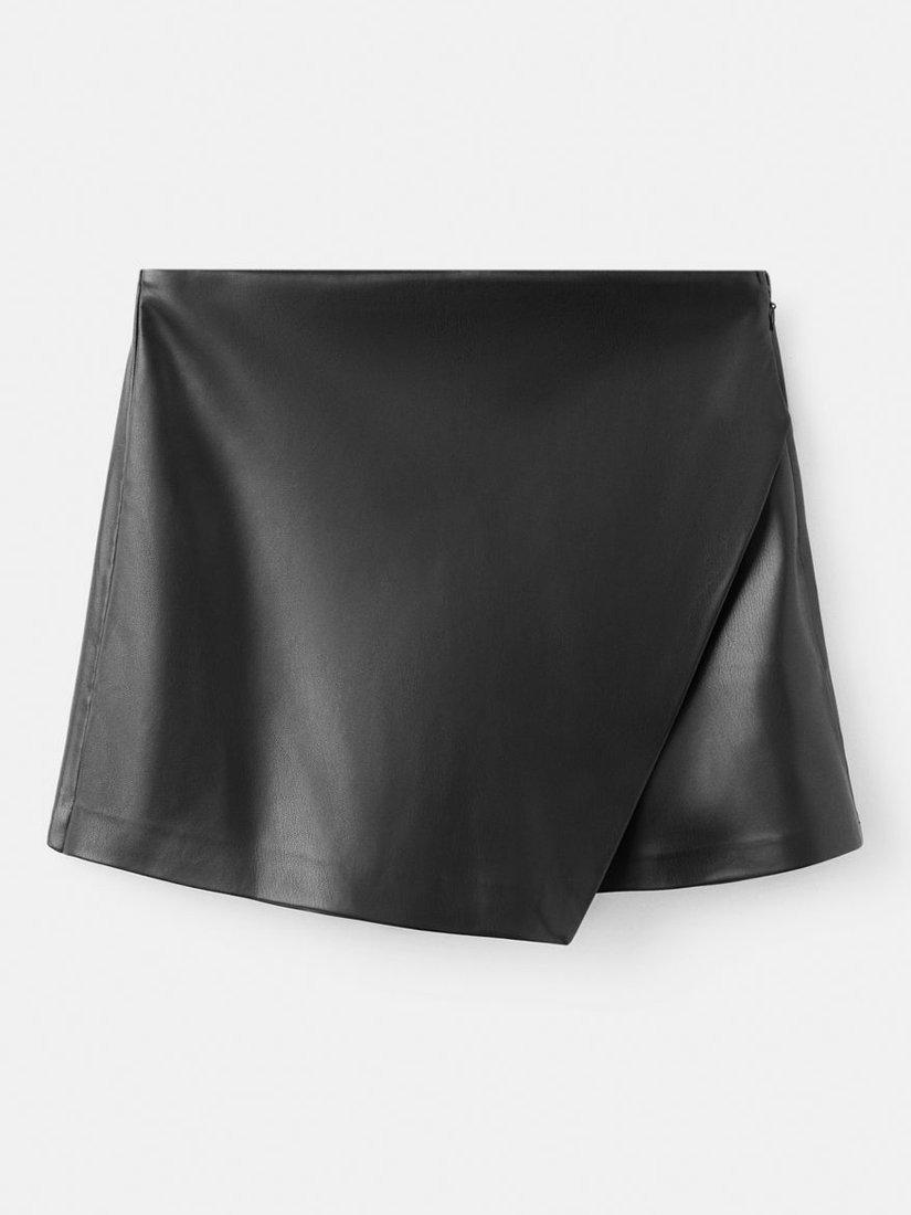 Product image 3 of 7, which shows Mango Candy Faux Leather Skorts, Black, 10